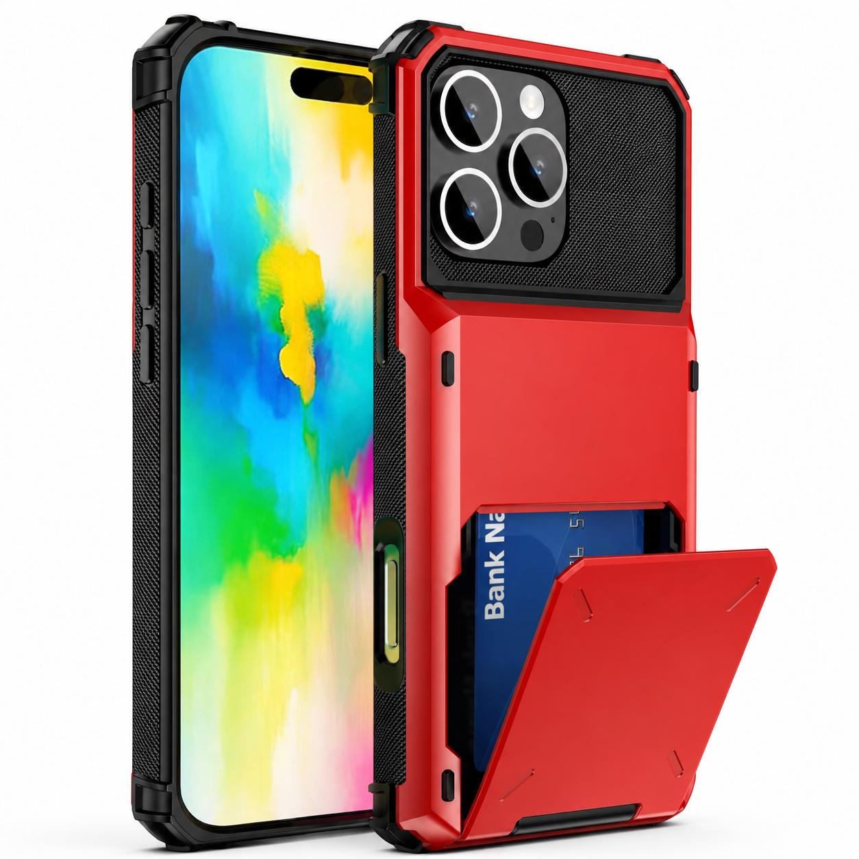 Premium iPhone Case Slide Wallet Card Holder Protective Cover Camera Lens Protection Dual Layer Shockproof Anti Scratch Non Slip Full Coverage