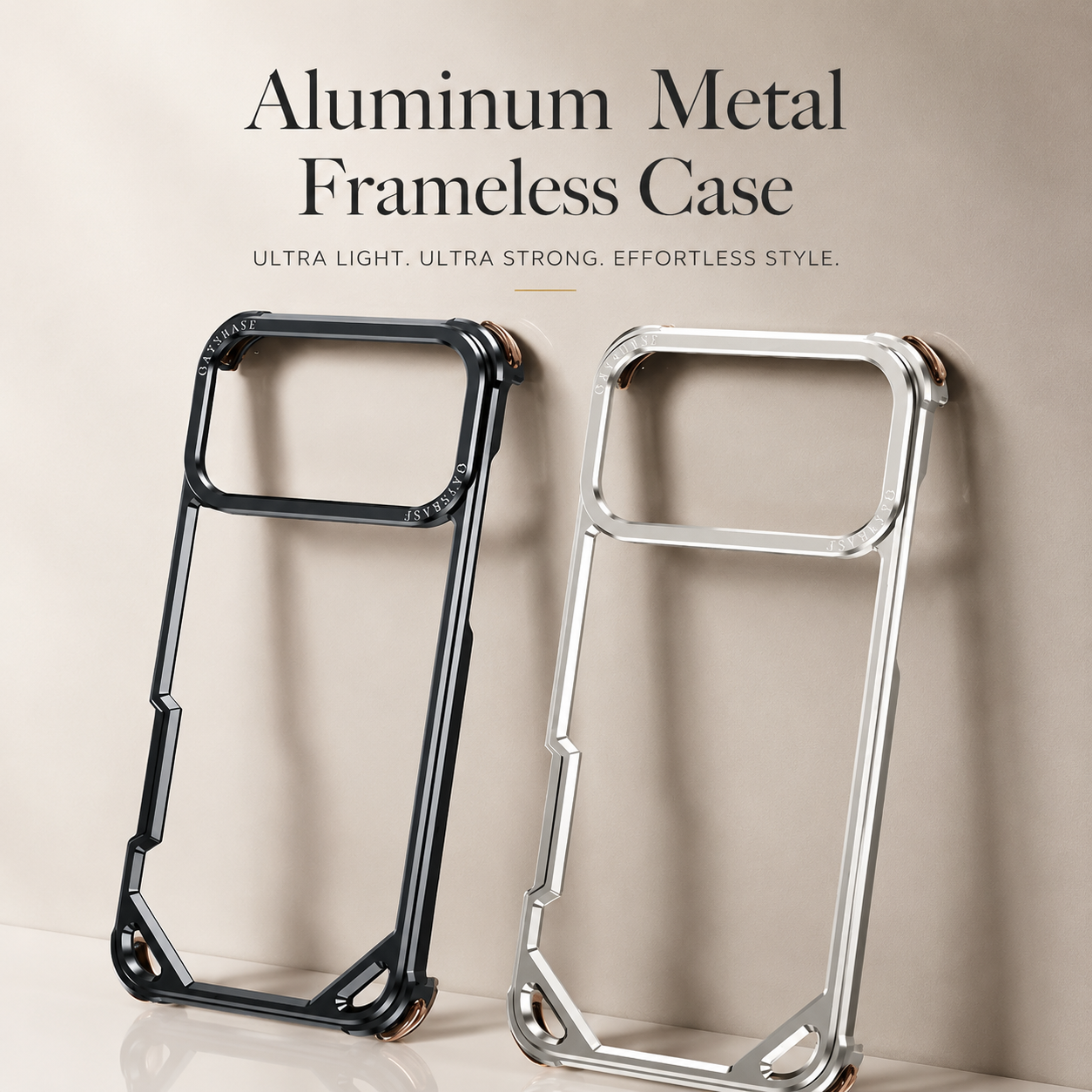 Premium iPhone Case Slim Aluminum Alloy Frameless Protective Cover Shockproof Camera Lens Protection Wireless Charging Compatible Design