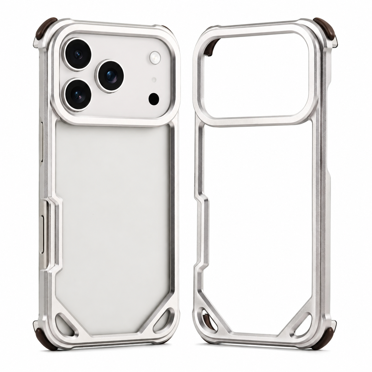 Premium iPhone Case Slim Aluminum Alloy Frameless Protective Cover Shockproof Camera Lens Protection Wireless Charging Compatible Design