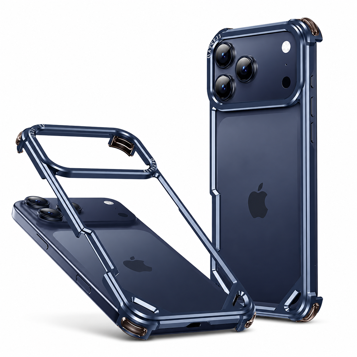 Premium iPhone Case Slim Aluminum Alloy Frameless Protective Cover Shockproof Camera Lens Protection Wireless Charging Compatible Design