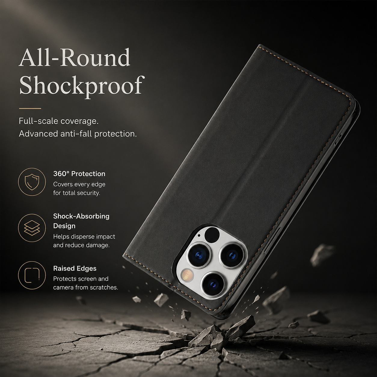 Premium iPhone Case Suede Leather Wallet Flip Cover Card Holder Magnetic Closure Shockproof Full Body Protection Slim Protective Design