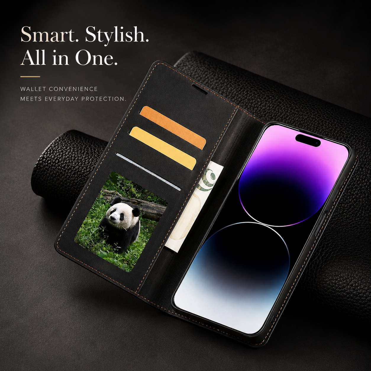 Premium iPhone Case Suede Leather Wallet Flip Cover Card Holder Magnetic Closure Shockproof Full Body Protection Slim Protective Design