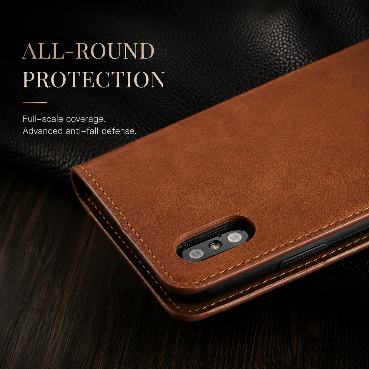 Premium iPhone Case Suede Leather Wallet Flip Cover Card Holder Magnetic Closure Shockproof Full Body Protection Slim Protective Design