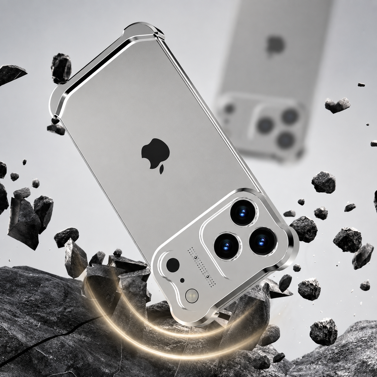 Premium iPhone Case Titanium Alloy Borderless Bumper Metal Frame Camera Lens Protection Shockproof Matte Anti Slip Lightweight Protective Design Cover