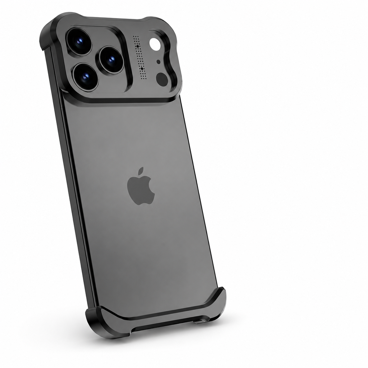 Premium iPhone Case Titanium Alloy Borderless Bumper Metal Frame Camera Lens Protection Shockproof Matte Anti Slip Lightweight Protective Design Cover