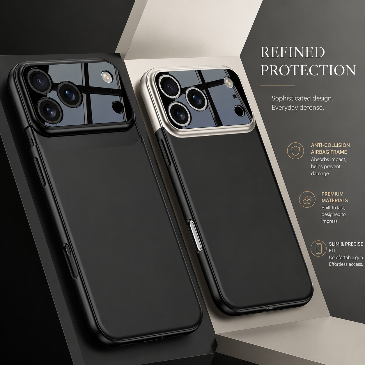 Premium iPhone Case Two Tone Spliced Slim Hard Shell Protective Cover Camera Lens Protection Anti Fingerprint Anti Scratch Non Slip Full Coverage 2. Product Description