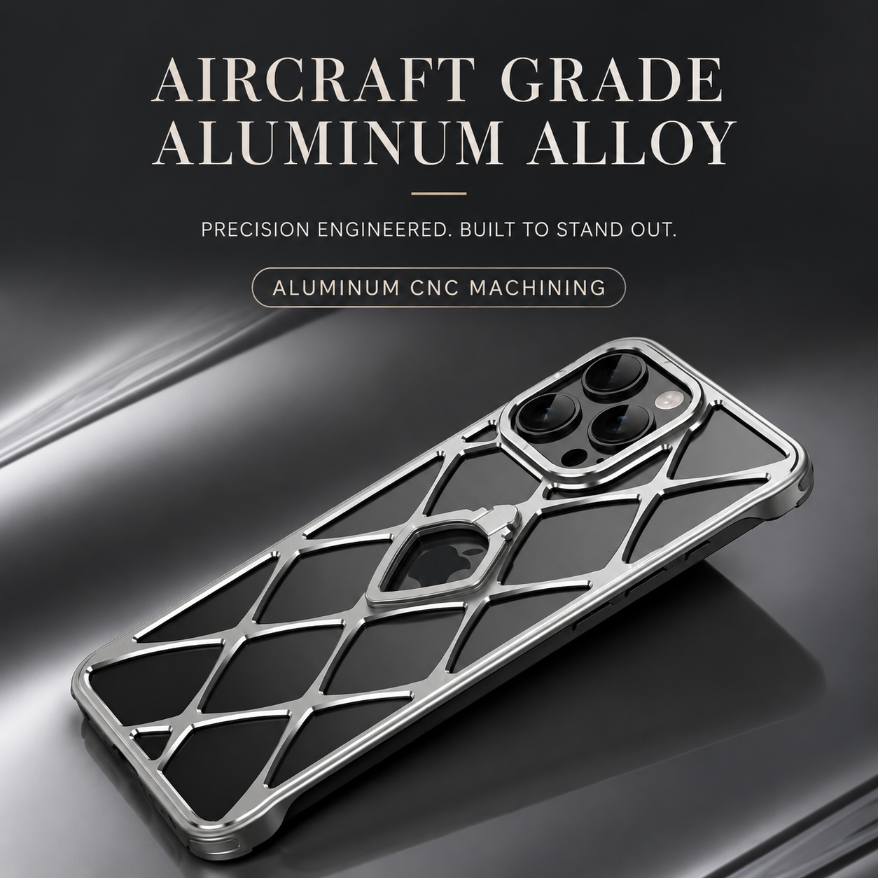 Premium iPhone Case Ultra Light Metal Bracket Cover MagSafe Compatible Heat Dissipation Shockproof Kickstand Camera Lens Protection Slim Design