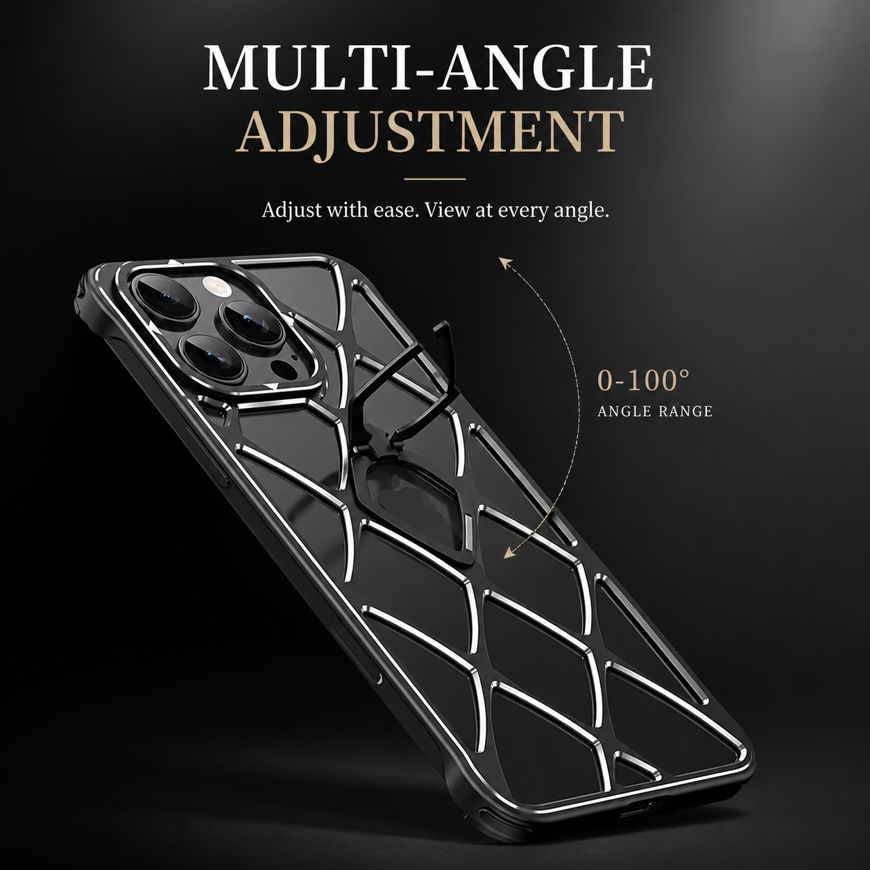 Premium iPhone Case Ultra Light Metal Bracket Cover MagSafe Compatible Heat Dissipation Shockproof Kickstand Camera Lens Protection Slim Design