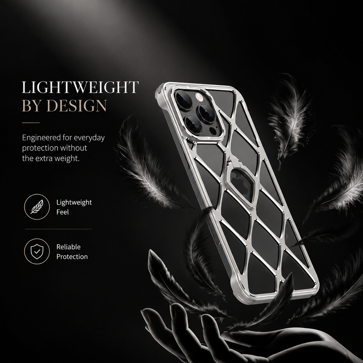 Premium iPhone Case Ultra Light Metal Bracket Cover MagSafe Compatible Heat Dissipation Shockproof Kickstand Camera Lens Protection Slim Design