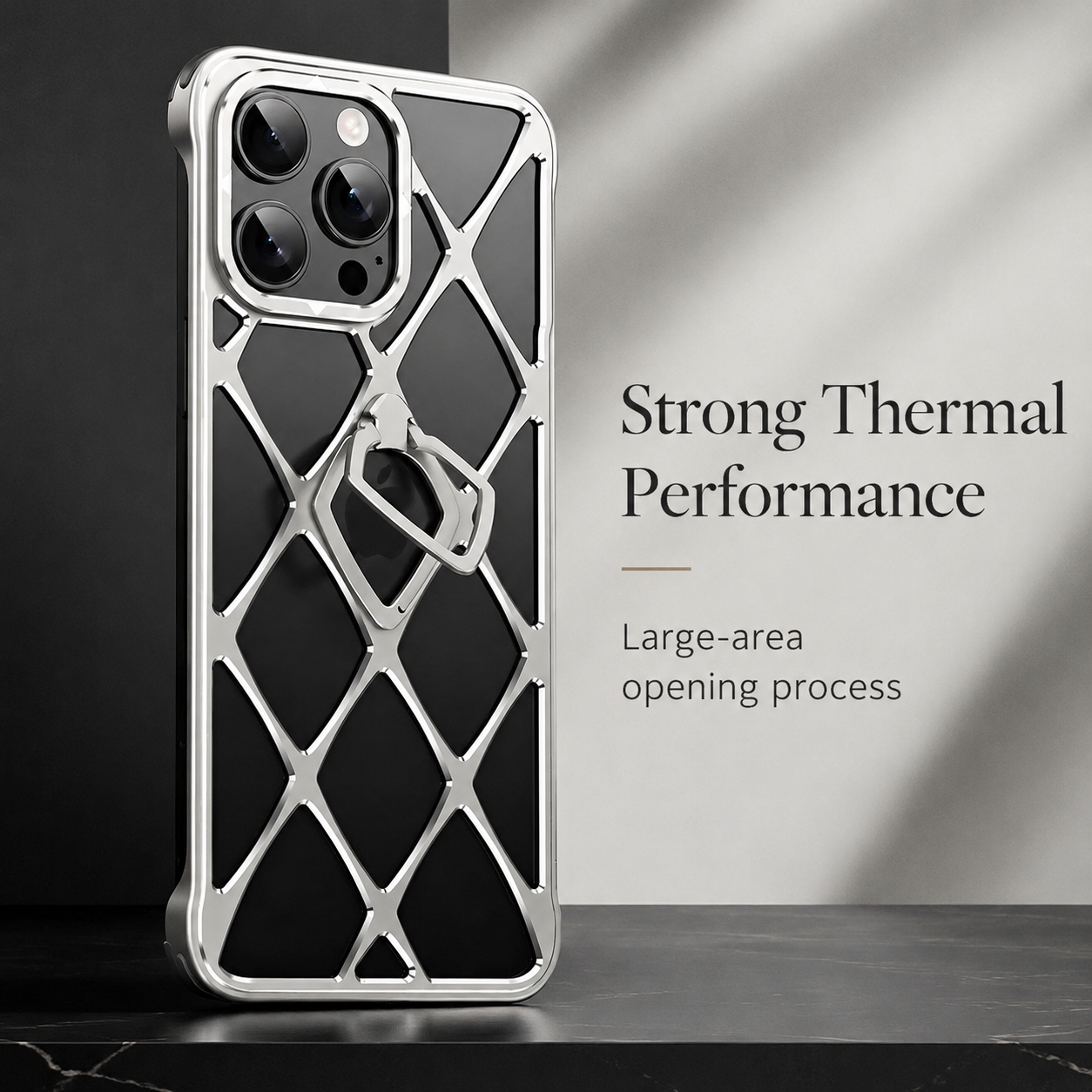 Premium iPhone Case Ultra Light Metal Bracket Cover MagSafe Compatible Heat Dissipation Shockproof Kickstand Camera Lens Protection Slim Design
