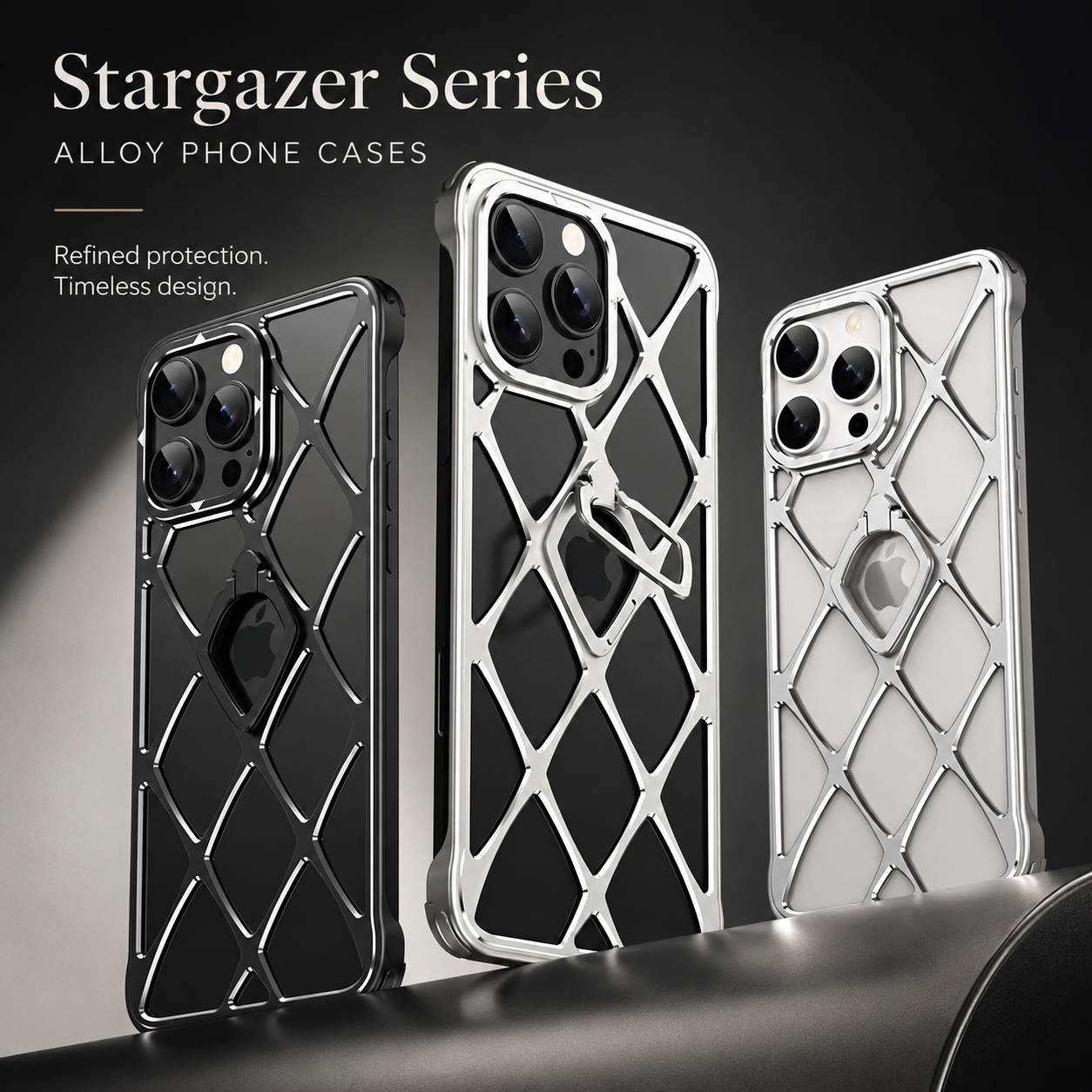 Premium iPhone Case Ultra Light Metal Bracket Cover MagSafe Compatible Heat Dissipation Shockproof Kickstand Camera Lens Protection Slim Design