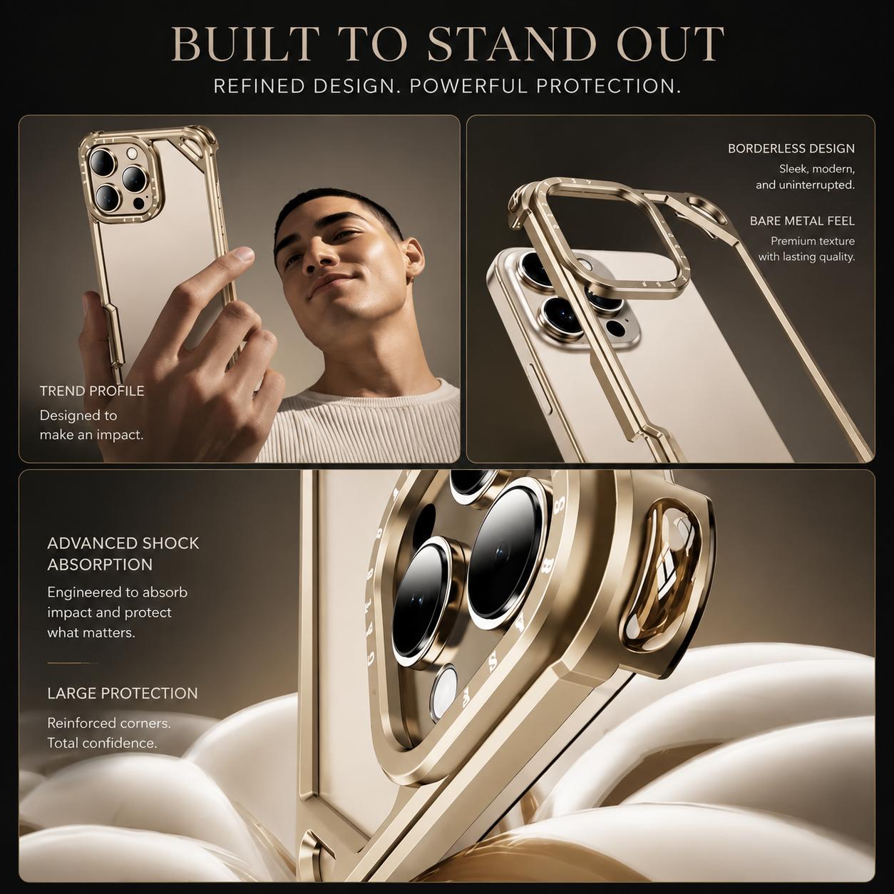 Premium iPhone Case Ultra Thin Aluminum Alloy Protective Cover Wireless Charging Compatible Shockproof Anti Scratch Slim Metal Full Coverage