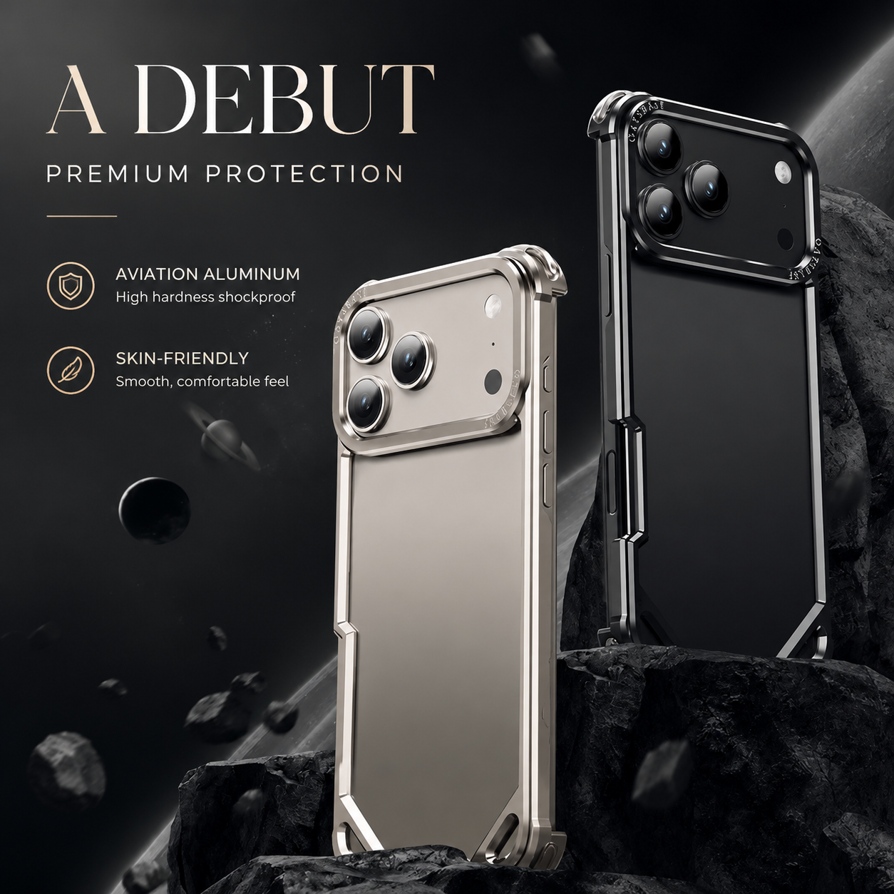 Premium iPhone Case Ultra Thin Aviation Aluminum Metal Frame Bumper Shockproof Protective Cover Wireless Charging Compatible Minimalist Half Wrapped Design