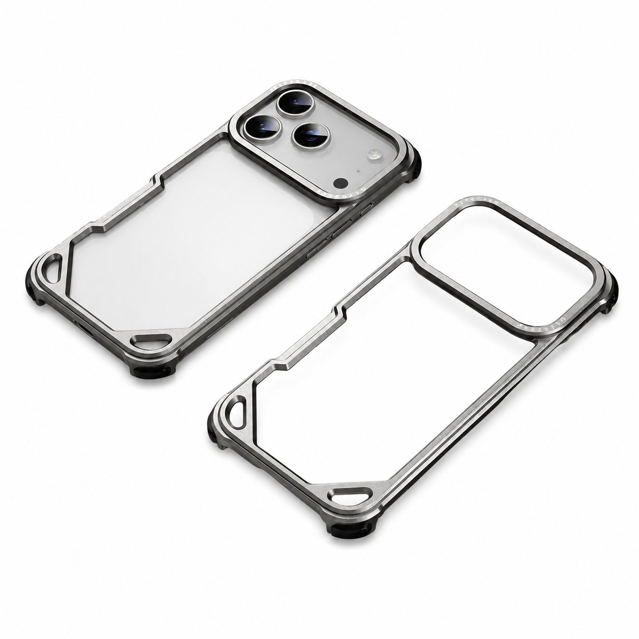 Premium iPhone Case Ultra Thin Aviation Aluminum Metal Frame Bumper Shockproof Protective Cover Wireless Charging Compatible Minimalist Half Wrapped Design
