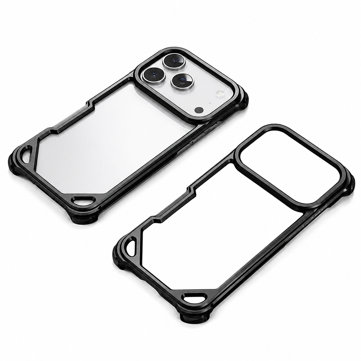Premium iPhone Case Ultra Thin Aviation Aluminum Metal Frame Bumper Shockproof Protective Cover Wireless Charging Compatible Minimalist Half Wrapped Design
