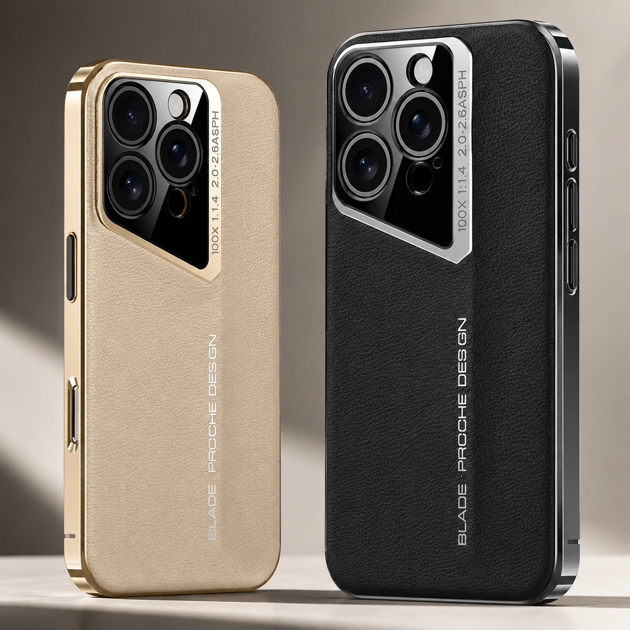 Premium iPhone Case Vegan Leather Hard Back Protective Cover Camera Lens Protection Anti-Fingerprint Anti-Scratch Slim Lightweight Wireless Charging Compatible Full Coverage
