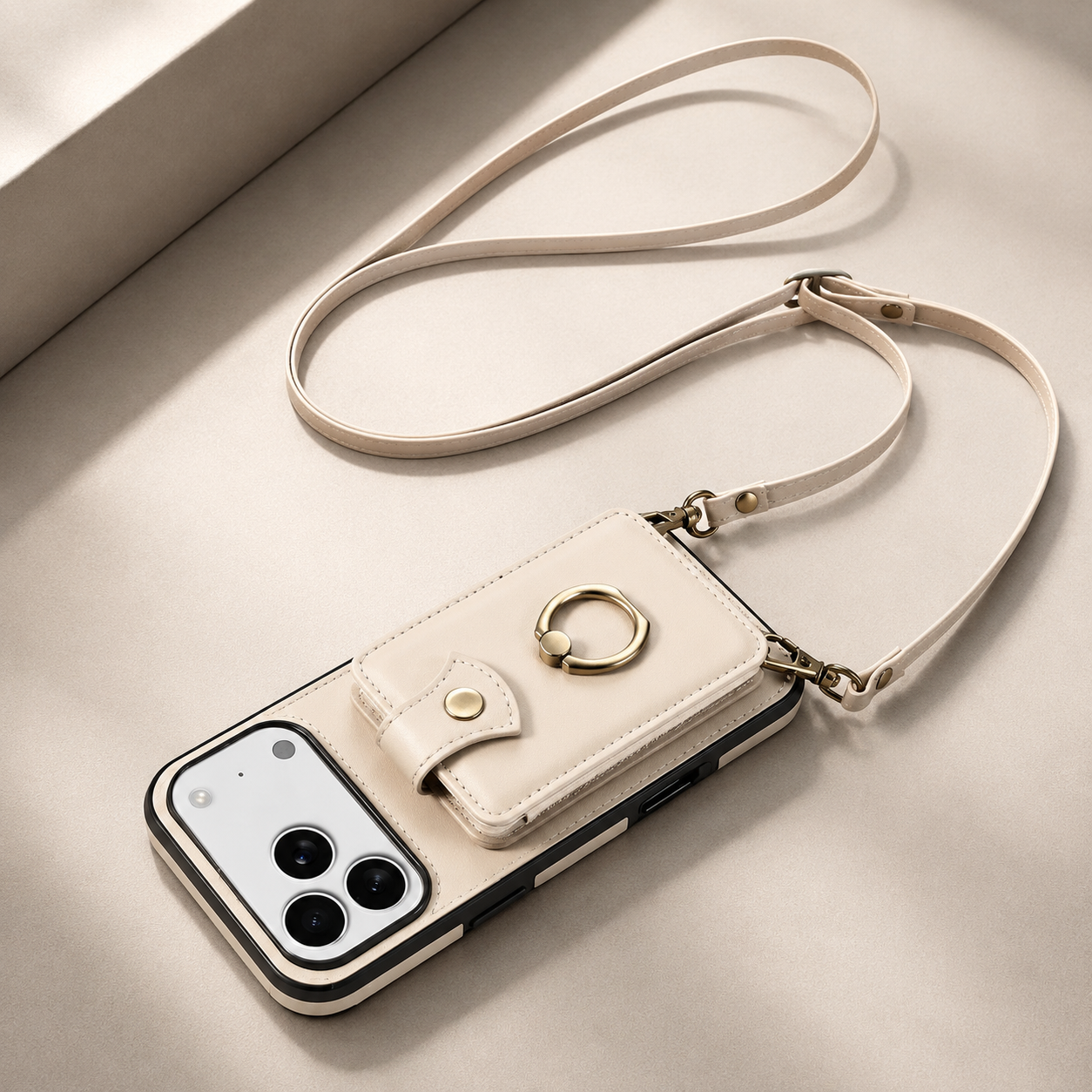 Premium iPhone Case Wallet Cover Card Holder RFID Blocking PU Leather Protective Case 360 Rotating Ring Kickstand Shockproof Full Coverage Design