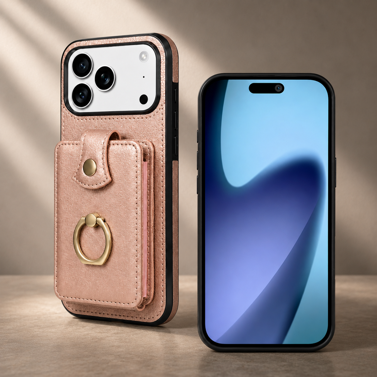 Premium iPhone Case Wallet Cover Card Holder RFID Blocking PU Leather Protective Case 360 Rotating Ring Kickstand Shockproof Full Coverage Design