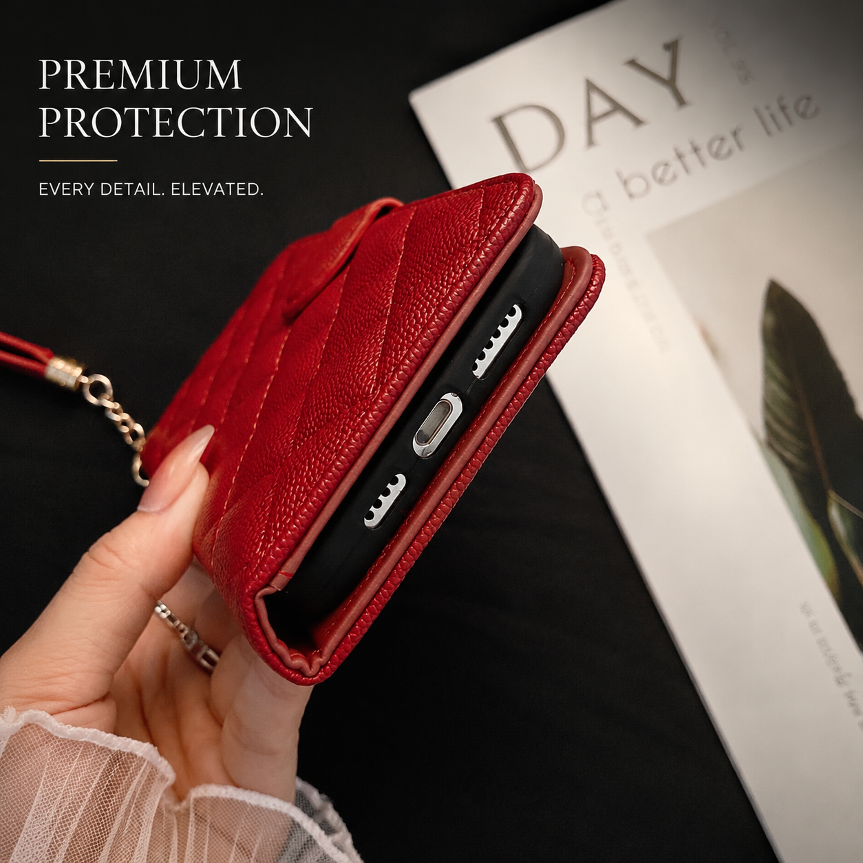 Premium iPhone Case Wallet Flip Leather Cover PU Leather Card Holder Magnetic Closure Shockproof Protective Case Stand Function Full Coverage Design