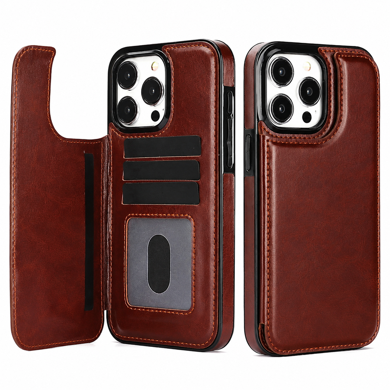 Premium iPhone Case Wallet Flip PU Leather Cover Card Holder Magnetic Closure Shockproof Protective Case Secure Pocket Full Coverage Design
