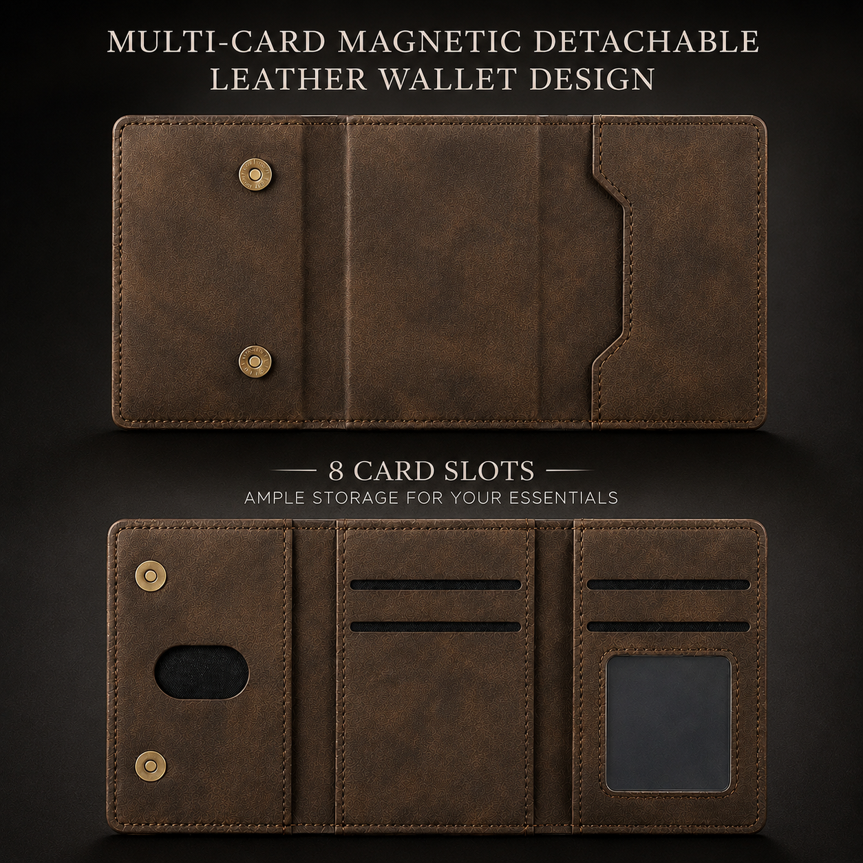 Premium iPhone Case Wallet MagSafe Compatible Detachable Leather Flip Cover Card Holder Shockproof Protective Stand RFID Style Full Coverage Design