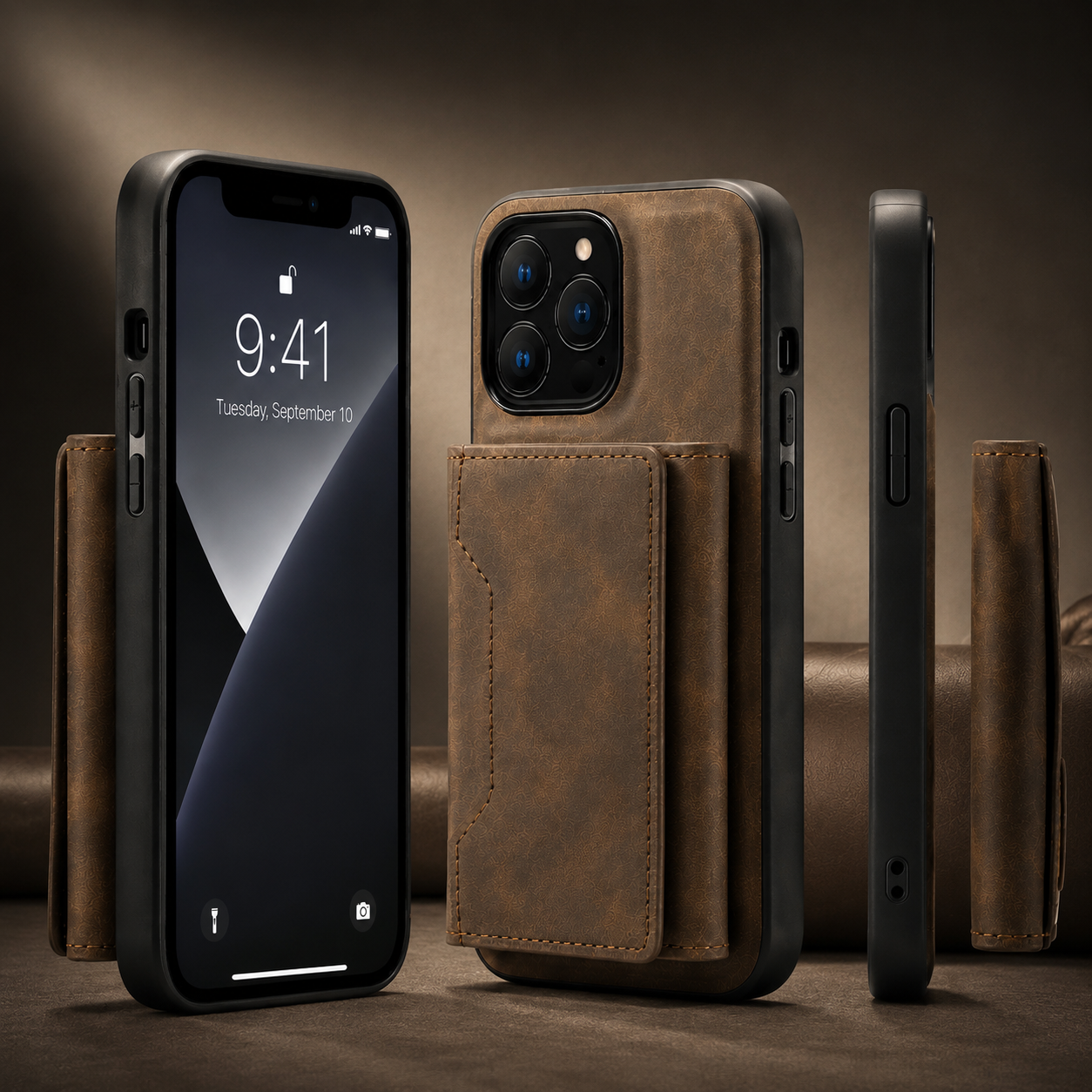 Premium iPhone Case Wallet MagSafe Compatible Detachable Leather Flip Cover Card Holder Shockproof Protective Stand RFID Style Full Coverage Design