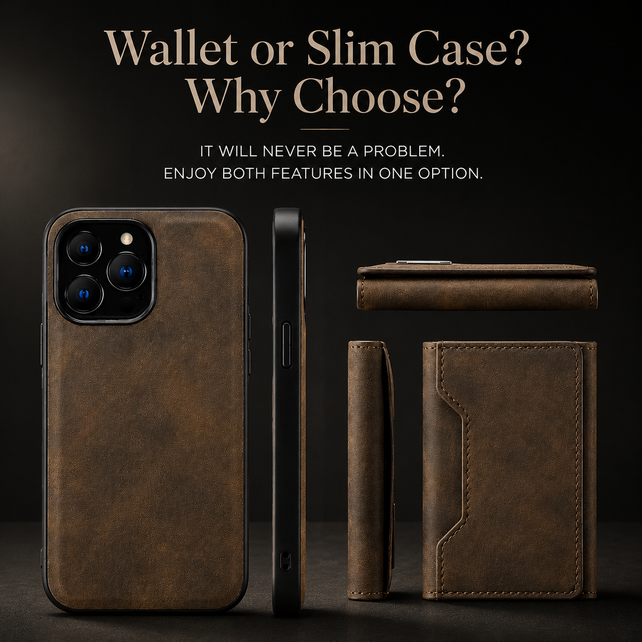 Premium iPhone Case Wallet MagSafe Compatible Detachable Leather Flip Cover Card Holder Shockproof Protective Stand RFID Style Full Coverage Design