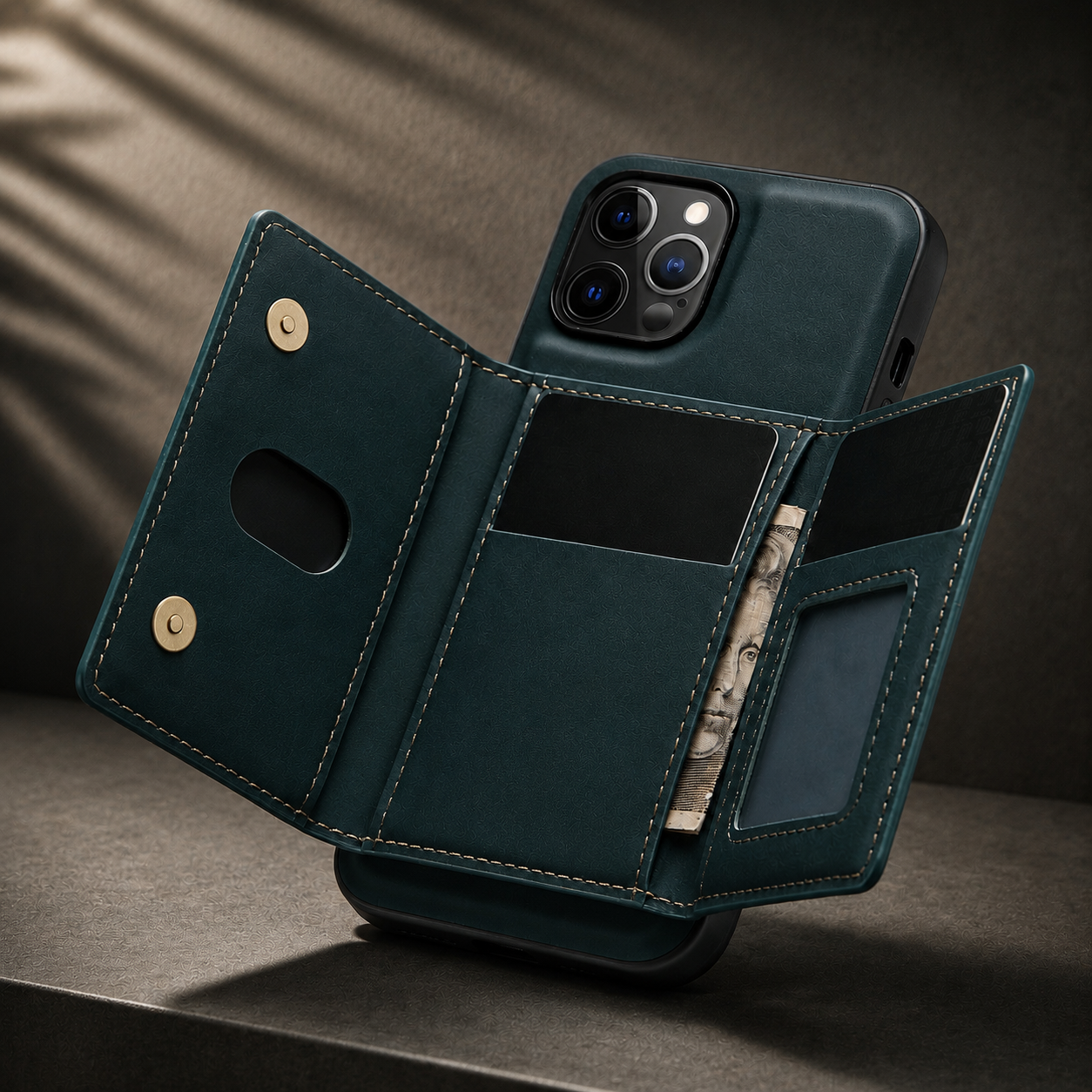 Premium iPhone Case Wallet MagSafe Compatible Detachable Leather Flip Cover Card Holder Shockproof Protective Stand RFID Style Full Coverage Design