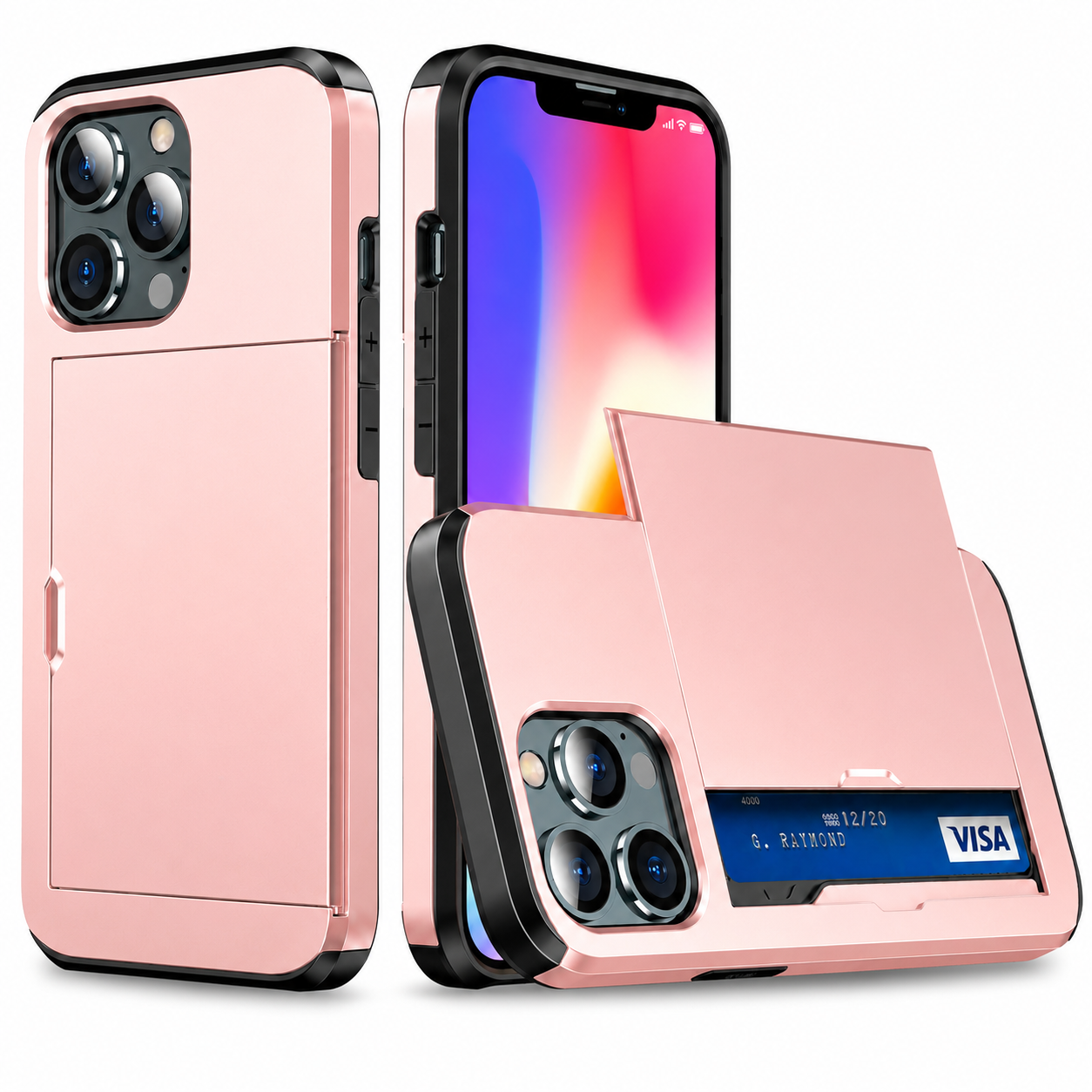 Premium iPhone Case Wallet MagSafe Compatible Dual Layer Slider Card Holder Protective Cover Shockproof Camera Protection Slim Rugged Design
