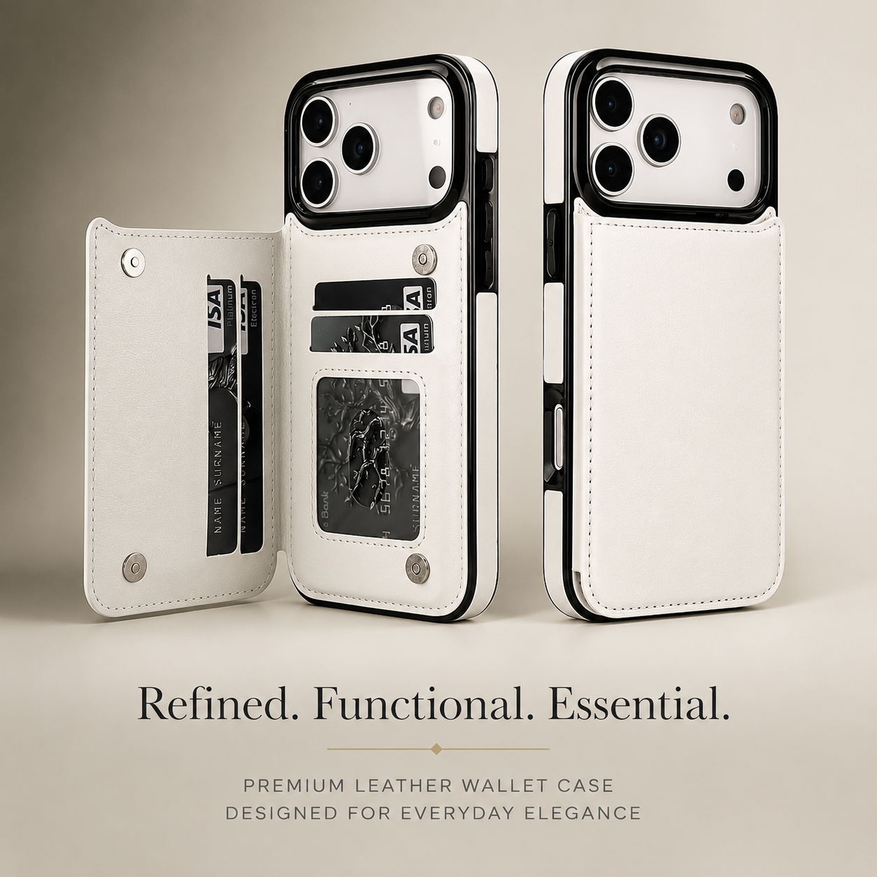 Premium iPhone Case Wallet Magnetic Flip Cover Card Holder Faux Leather Kickstand Shockproof Camera Lens Guard Full Coverage