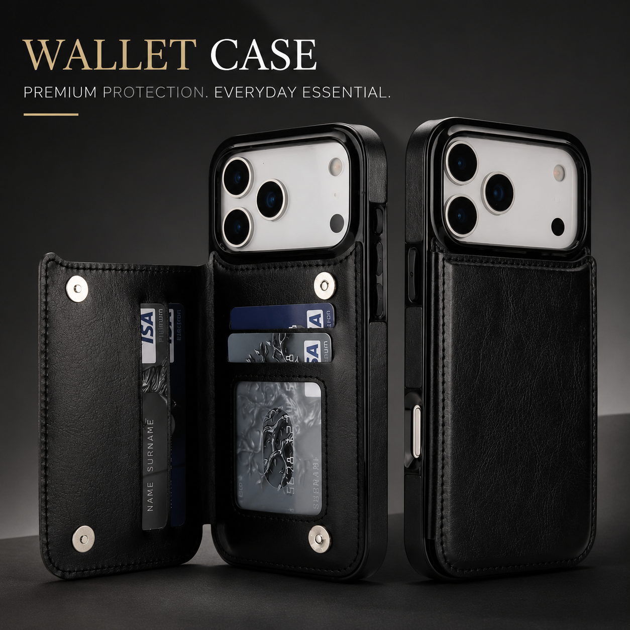 Premium iPhone Case Wallet Magnetic Flip Cover Card Holder Faux Leather Kickstand Shockproof Camera Lens Guard Full Coverage