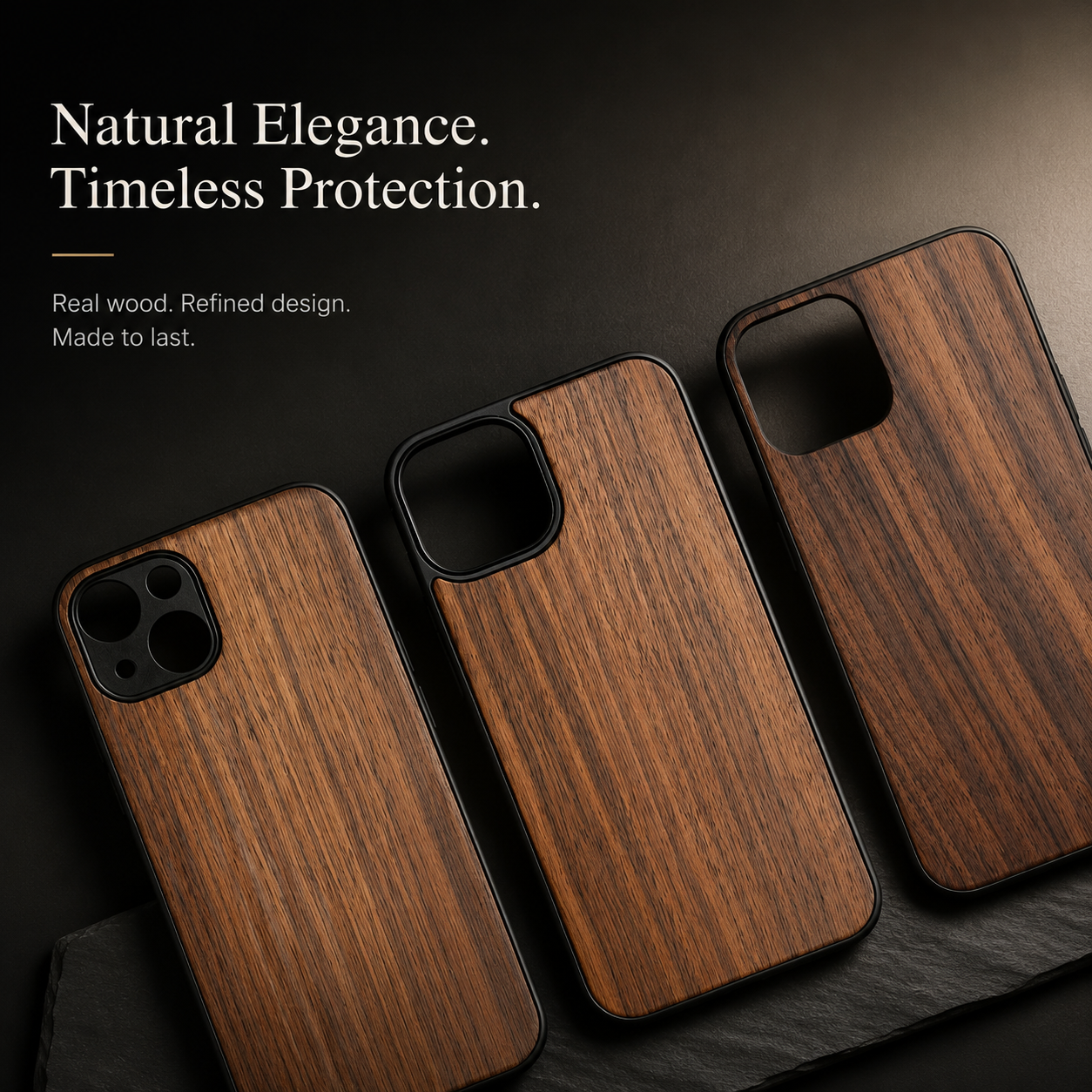 Premium iPhone Case Walnut Wood Protective Cover TPU Frame Shockproof Anti Scratch Magnetic Compatible Slim Durable Full Coverage Natural Design