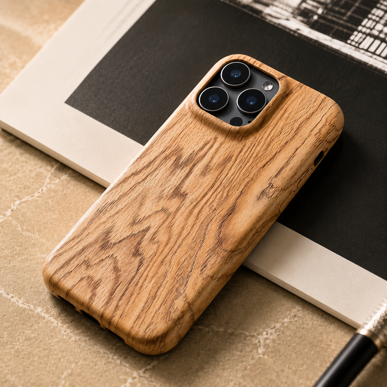 Premium iPhone Case Walnut Wood Protective Cover TPU Frame Shockproof Anti Scratch Magnetic Compatible Slim Durable Full Coverage Natural Design
