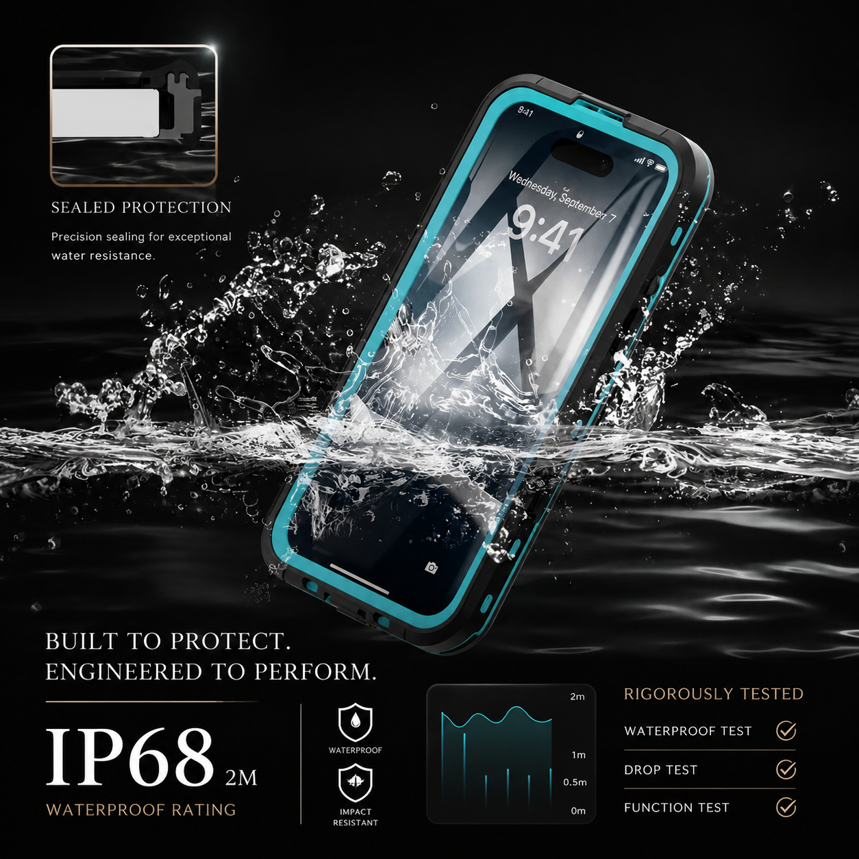 Premium iPhone Case Waterproof IP68 MagSafe Compatible Magnetic Cover Shockproof Full Body Protection Screen Guard Dustproof Protective Case