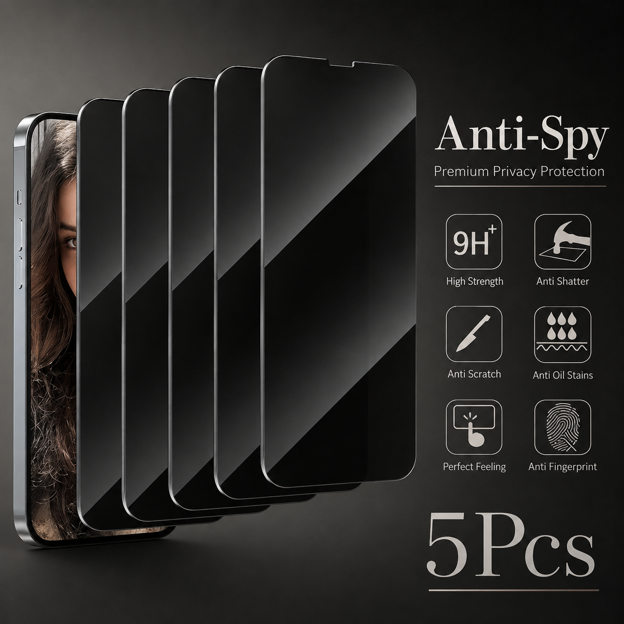 Premium iPhone Privacy Screen Protector Tempered Glass Anti Spy Full Coverage HD Clear Anti Fingerprint Scratch Resistant Ultra Thin Case Friendly