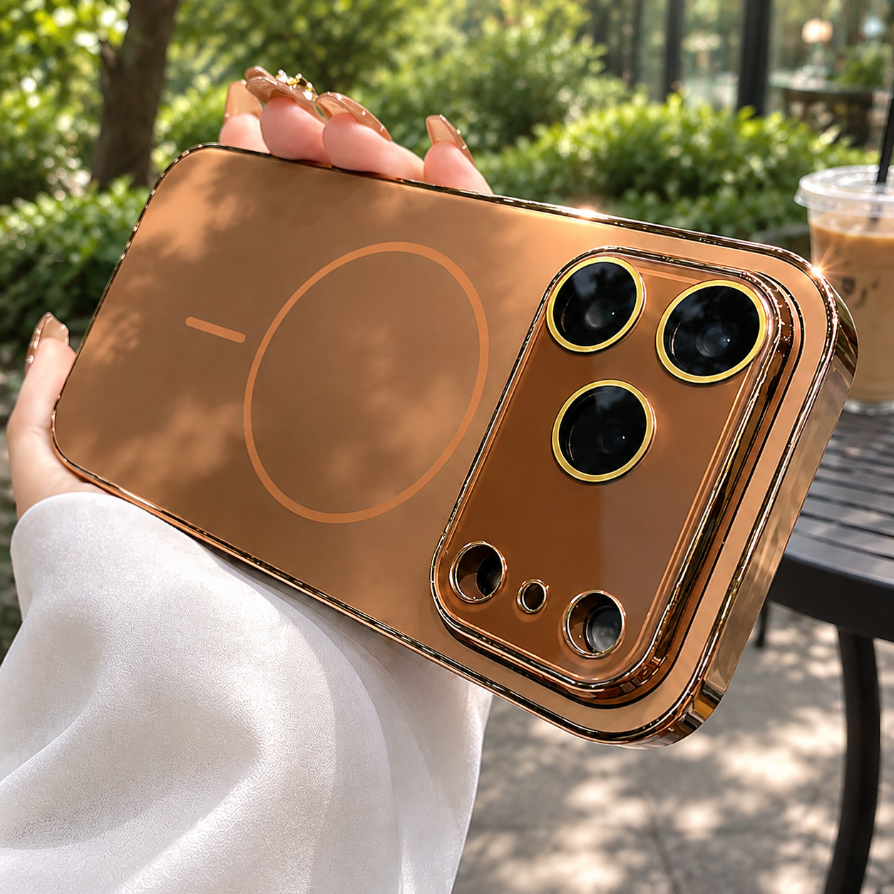 Premium Luxury iPhone Case MagSafe Compatible Hard PC Cover Tempered Glass Camera Protection Shockproof Anti Fingerprint Color Collision Durable Design