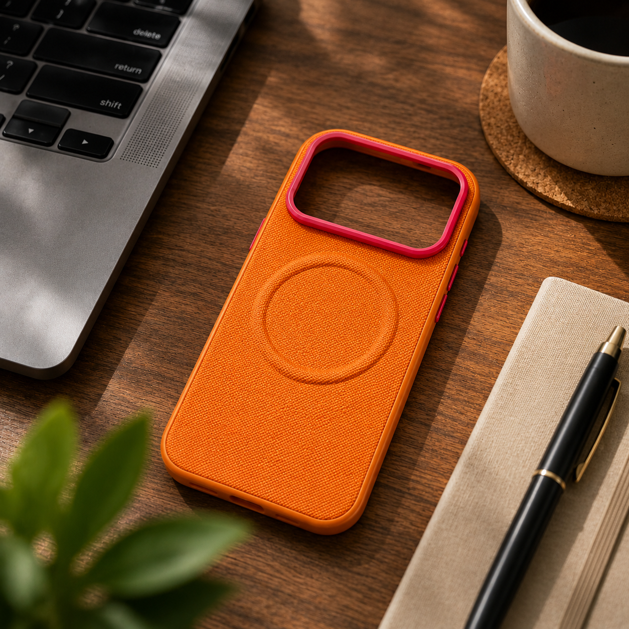 Premium Luxury iPhone Case MagSafe Compatible Leather Cover Diamond Texture Shockproof PC TPU Hybrid Individual Buttons Durable Protective Design