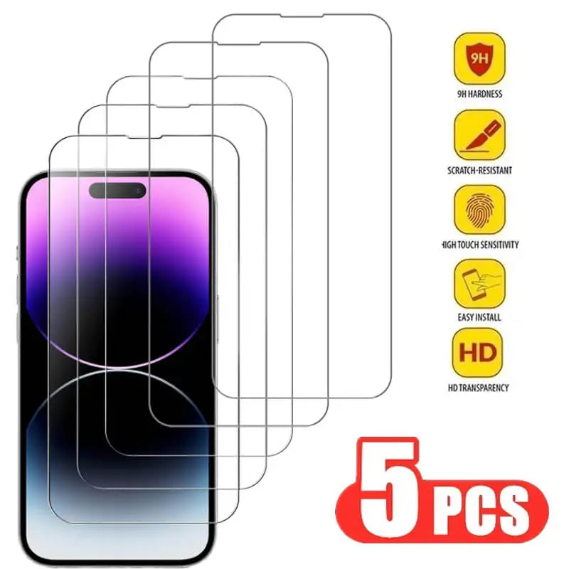 Premium Tempered Glass Screen Protector for Apple iPhone – HD Clear, Anti-Fingerprint, Case-Friendly Screen Guard