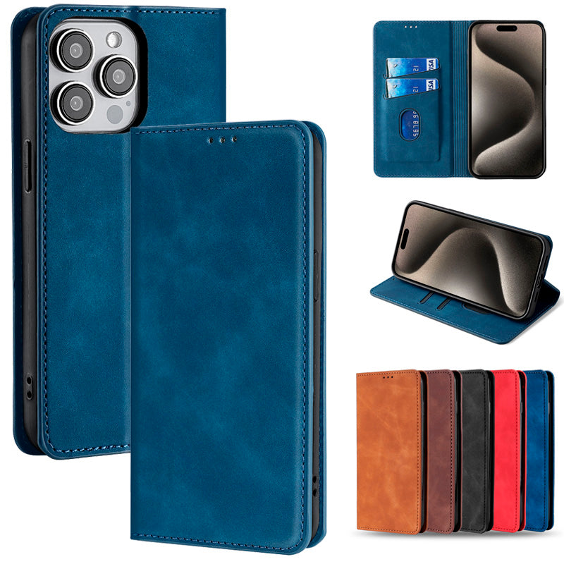 Luxury Magnetic Leather Flip iPhone Case – Premium Wallet Cover with Card Slots, and Magnetic Closure for iPhone Models