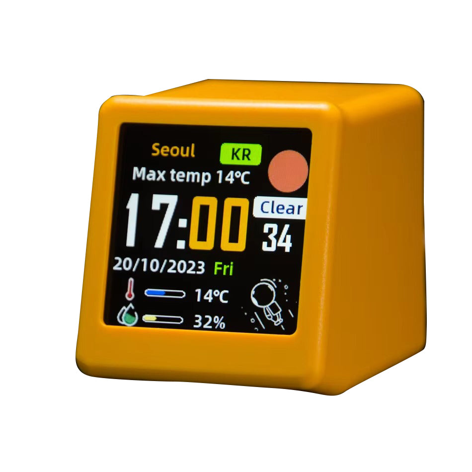 Premium Creative Smart WiFi Desktop Clock for iPhone –Mini Weather Display with Cute Animations, Electronic Photo Frame