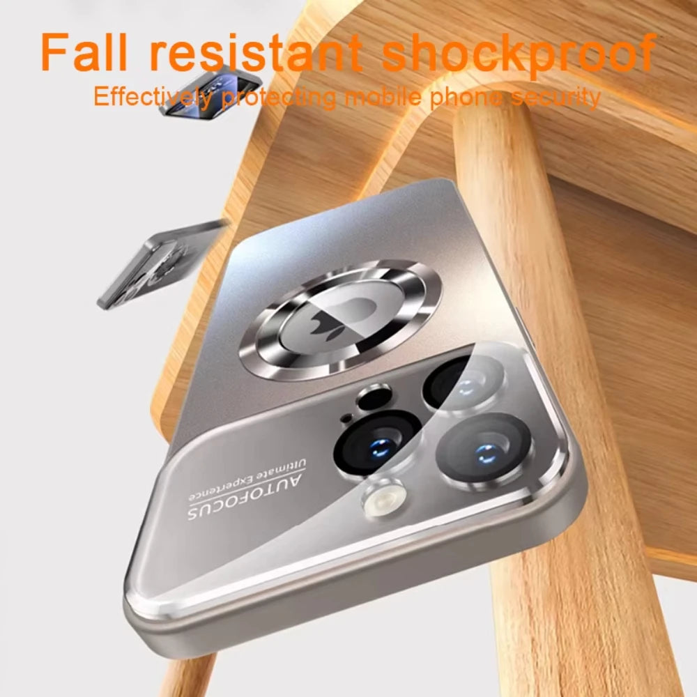 Luxury iPhone Case MagSafe Compatible Magnetic Shockproof Cover with Camera Lens Protection Ultra Thin Full Protection Metallic Matte PC TPU Protective Back