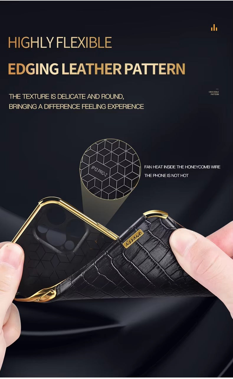 Premium Apple iPhone Case MagSafe Compatible, Camera Lens & Screen Protection, Ultra Thin Shockproof Magnetic Full All Around Protection Cover with Crocodile Leather Ring Holder