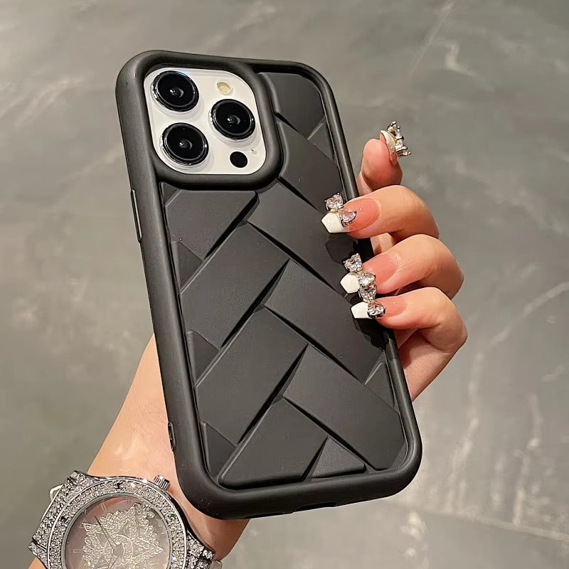 Luxury Apple iPhone Case, MagSafe Compatible, Camera Lens & Screen Protection, Ultra Thin, Shockproof, Magnetic Full All Around Cover – 3D Woven Pattern Soft Silicone Case with Heat Dissipation & Solid Protection