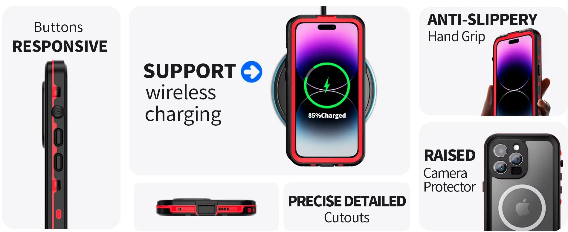 Premium Apple iPhone Case MagSafe Compatible, Camera Lens & Screen Protection, Ultra Thin Shockproof Magnetic Full All Around Protection Cover with IP68 Waterproof Diving Shell