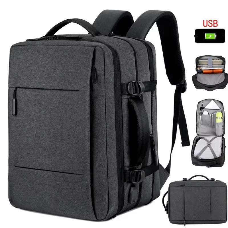 High Quality Waterproof Laptop Backpack for Men, Expandable USB Charging Bag, Business Travel School Rucksack