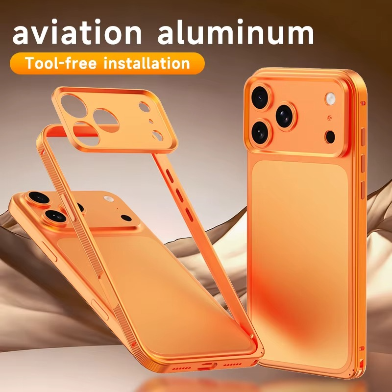 Premium Metal Frame iPhone Case – MagSafe Compatible Protective Cover with Heat Dissipation Design, Anti-Slip Grip and Raised Camera Lens Protector