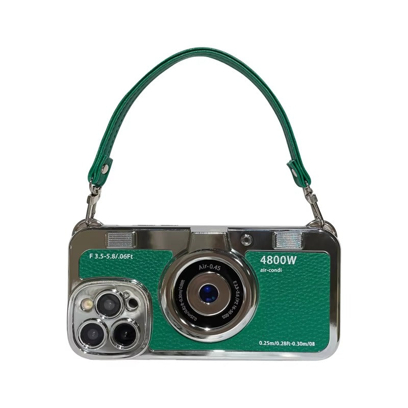 Premium Apple iPhone Case, MagSafe Compatible, Camera Lens & Screen Protection, Ultra Thin, Shockproof, Magnetic Full All Around Cover – Plated Camera Style Case with Lychee Texture & Anti-Fall Leather Rope