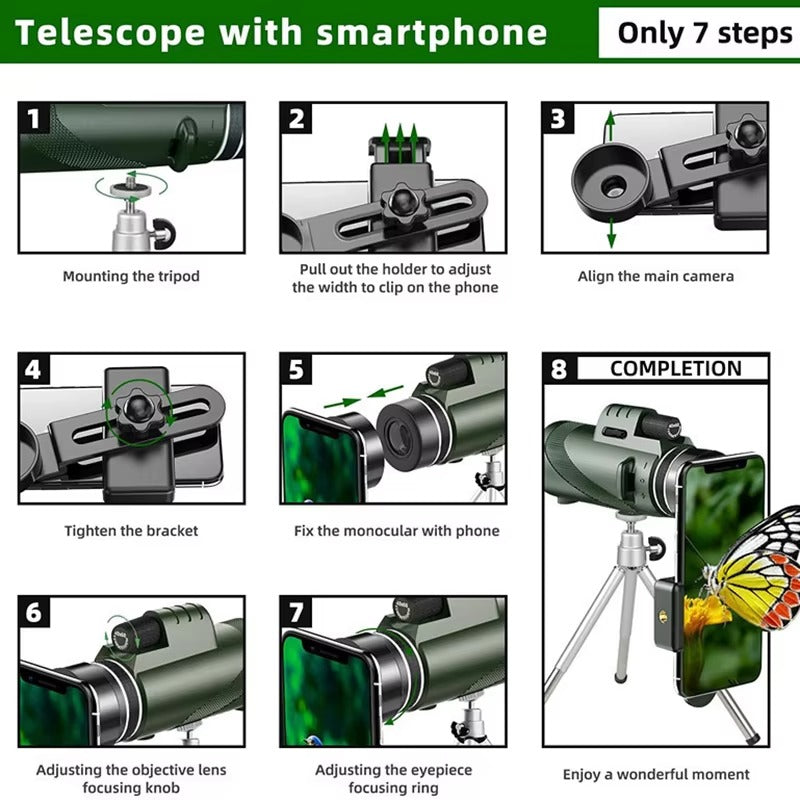 High Quality Portable Zoom HD Telescope – Foldable 5000M Long-Range Mini Monocular for Hunting, Sports, Camping