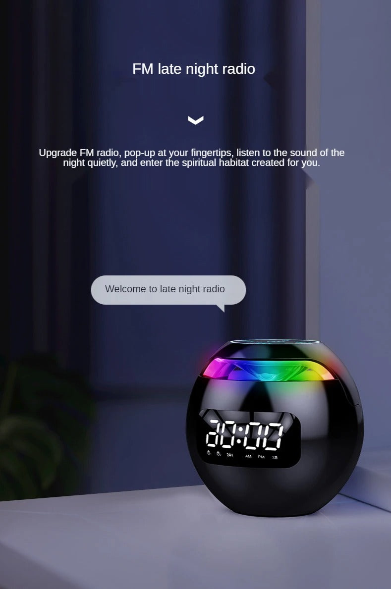 High Quality Bluetooth Alarm Clock Speaker with Colorful LED Light – Mini Portable Wireless Speaker, Dual Alarms, TF Card, FM Radio, 18H Playtime, USB Rechargeable