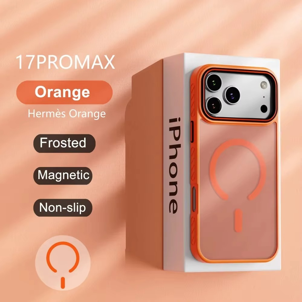 Luxury Transparent Matte iPhone Case – MagSafe Compatible Magnetic Protective Cover with Shockproof Frame and Raised Camera Lens Protector